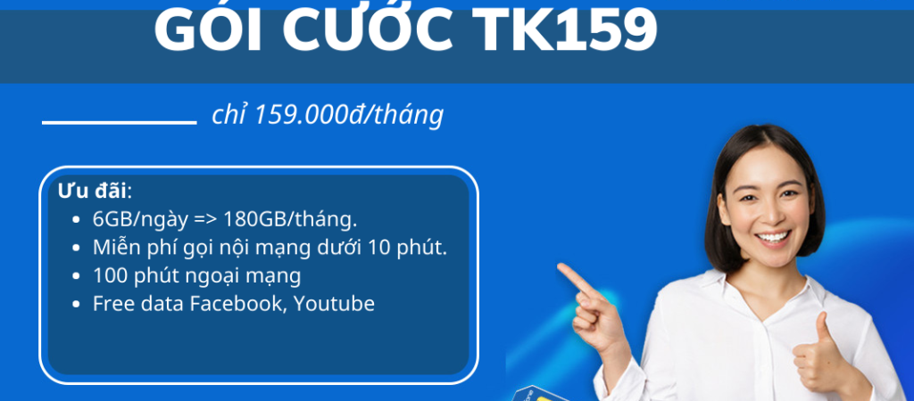 Đăng ký gói TK159 Mobifone có ngay 180GB, miễn phí dùng MXH